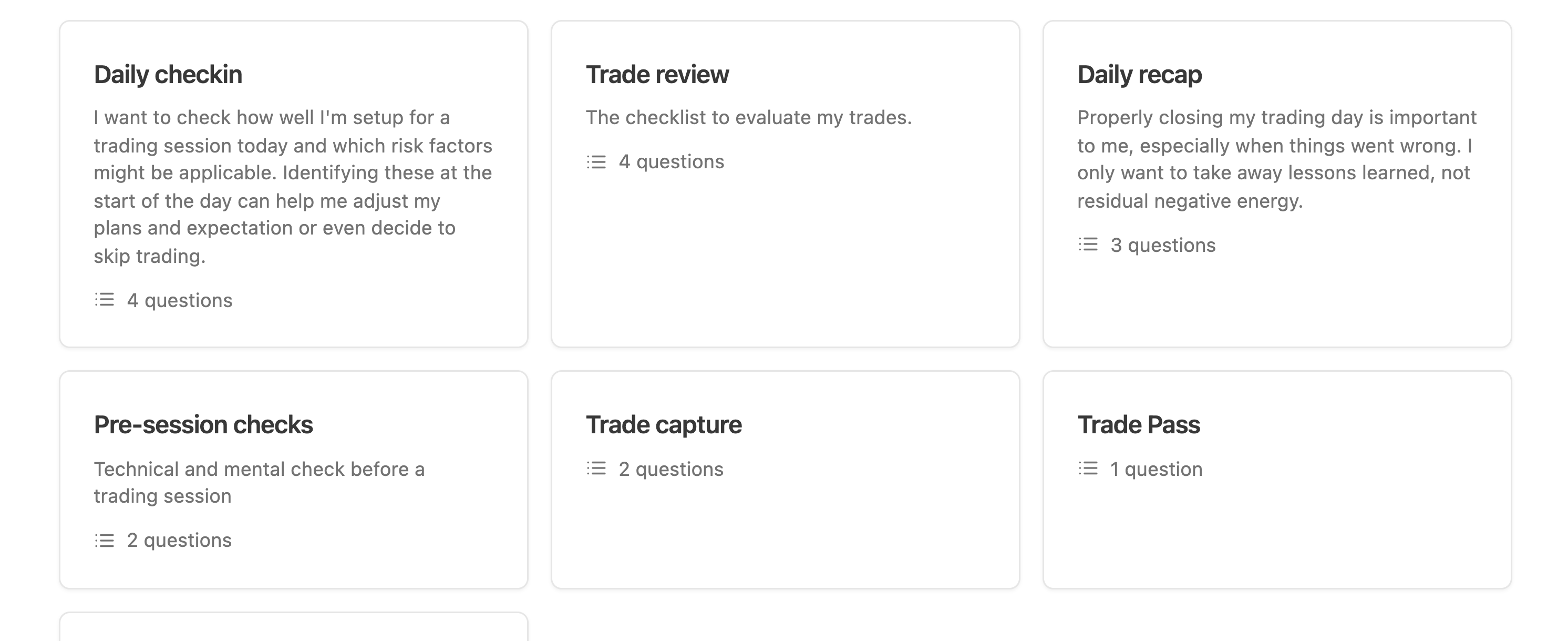 The Checkins tab with a check-in open showing its usage and question list